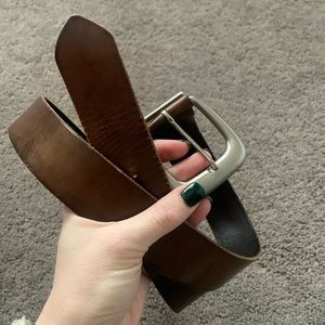 100% genuine leather classic brown metal buckle made in USA belt!